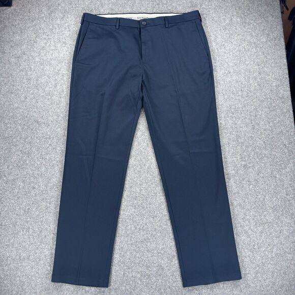 Haggar Premium Navy Blue Straight Fit Flat Front Chinos 38x32 - Picture 1 of 9